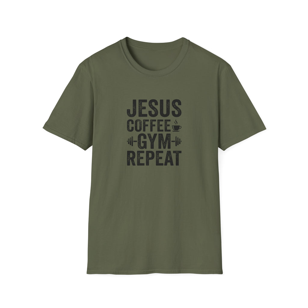 Jesus Coffee Gym Repeat T-Shirt