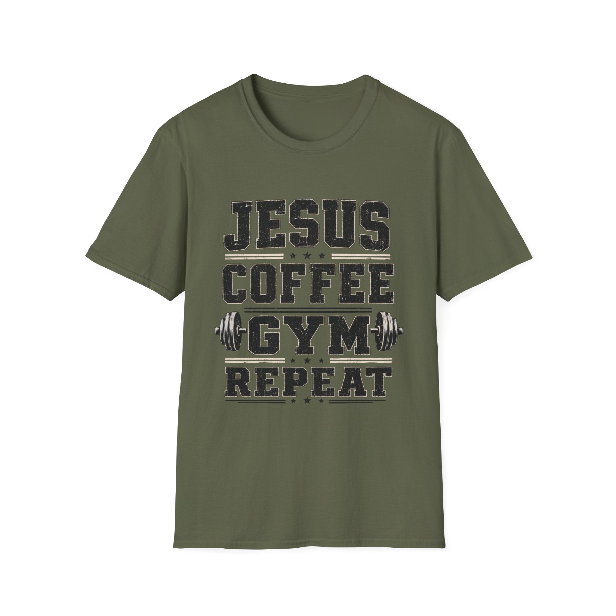 Jesus Coffee Gym Repeat T-Shirt